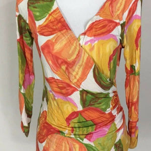 CAbi Women’s  multi color floral print top